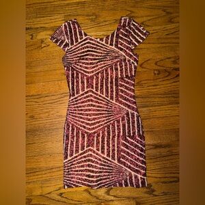 Dainty Hooligan Sequin Geometric Deep Purple Magenta Pink Mini Dress Size S